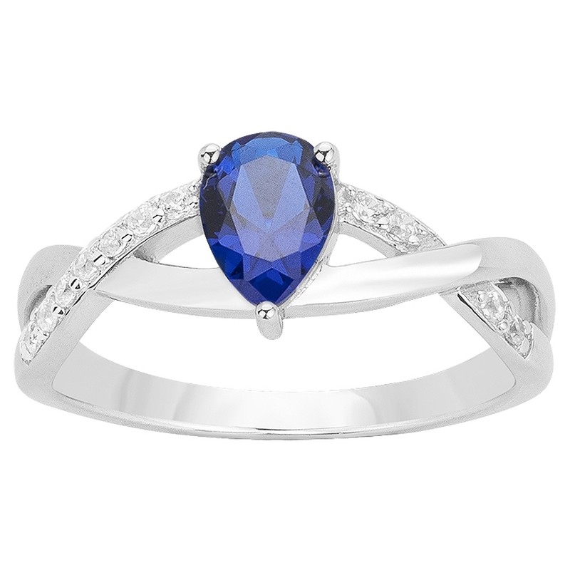 Bague Femme Carador Argent avec Oxydes et Spinelle bleu Motif goutte d'eau