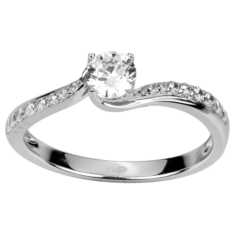 Bague solitaire accompagné Femme Carador en Argent avec Oxydes de zirconium