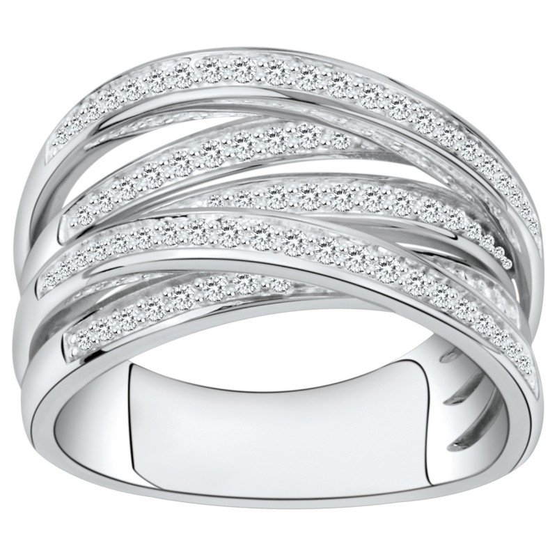 Bague Femme Carador Argent avec multiples anneaux et oxydes de zirconium