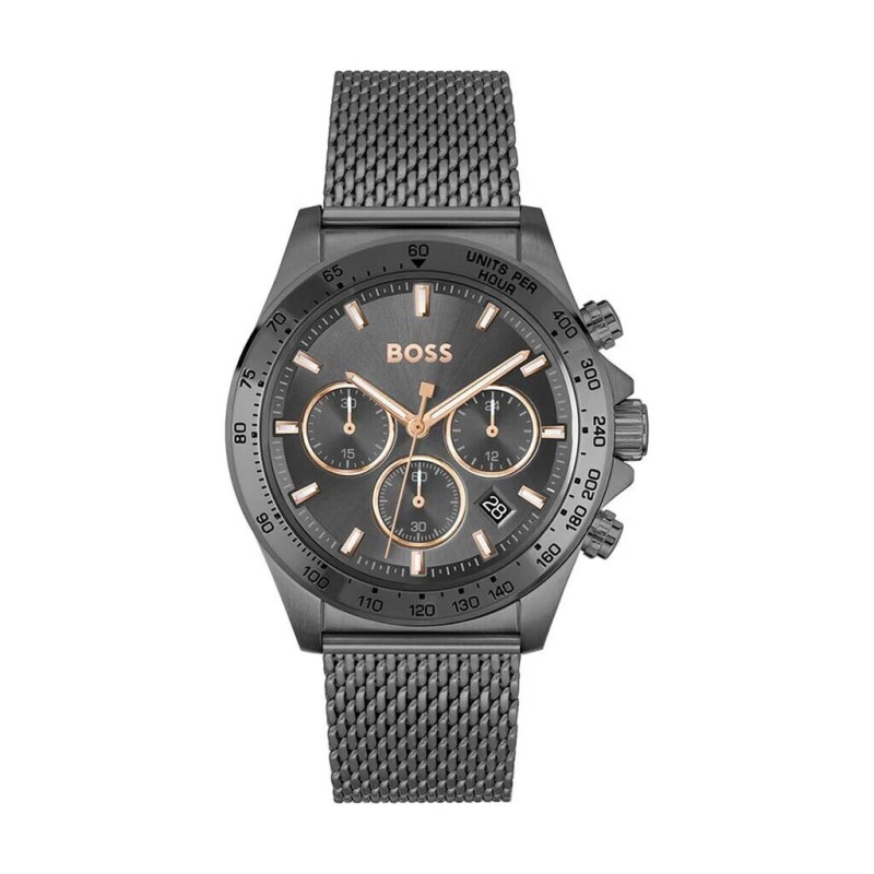 Montre Boss hero homme bracelet milanais noir cadran noir