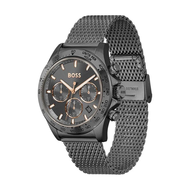 Montre Boss hero homme bracelet milanais noir cadran noir