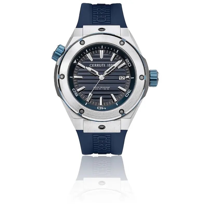 MONTRE CERRUTI 1881 RUSCELLO HOMME BRACELET SILICONE BLEU