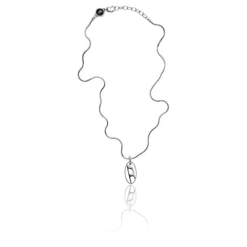 Collier Homme Diesel pendentif logo en acier argenté