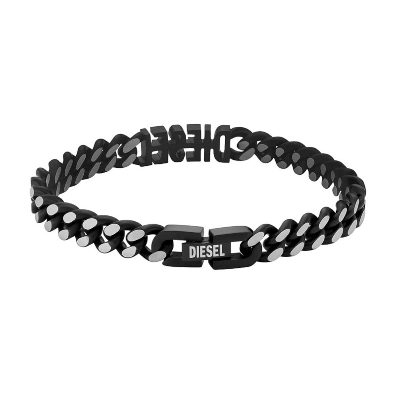 Bracelet Homme Diesel mailles gourmettes en acier noirci