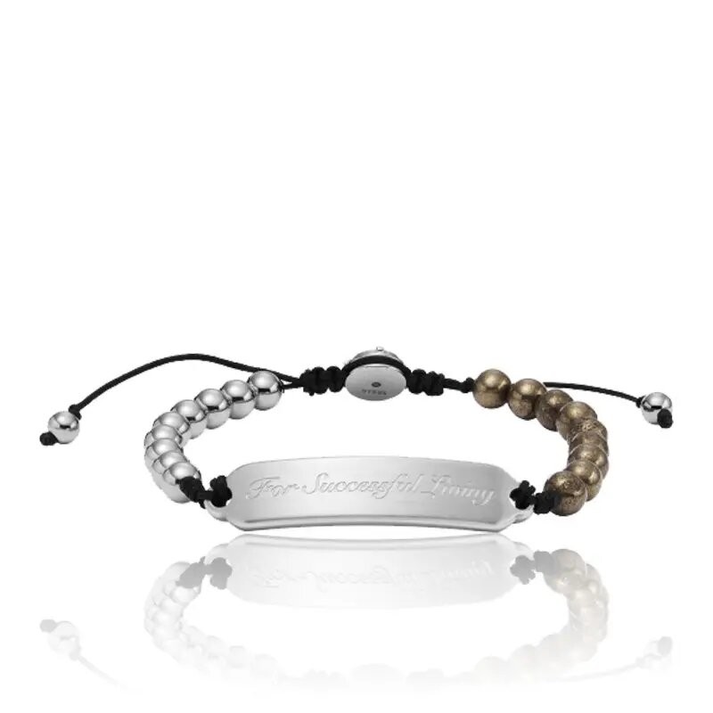 Bracelet Homme Diesel perles bicolores et plaque