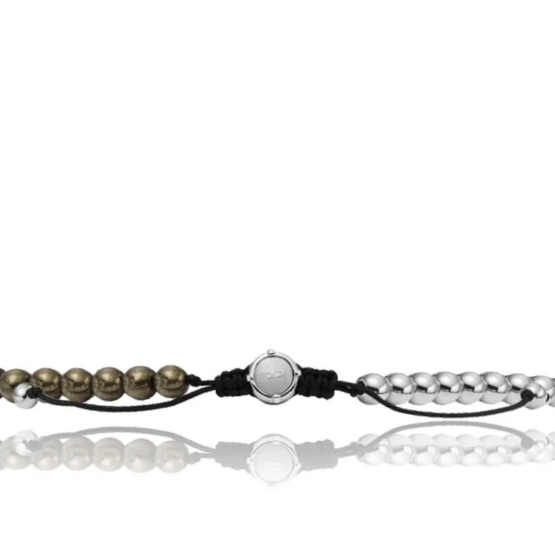 Bracelet Homme Diesel perles bicolores et plaque