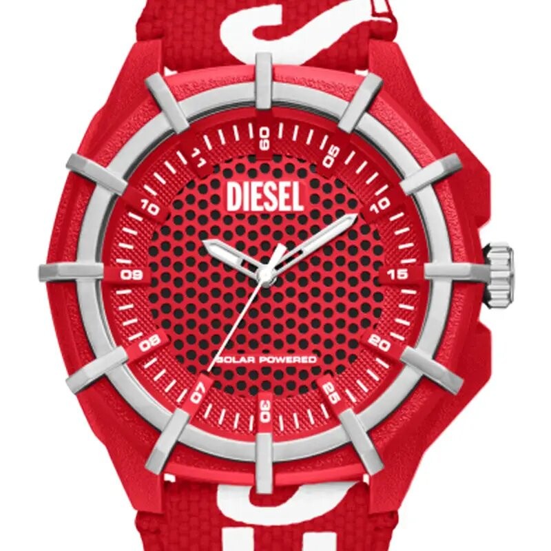 MONTRE HOMME DIESEL  SOLAIRE EN TISSU ROUGE