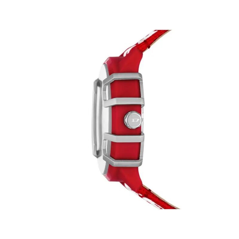 MONTRE HOMME DIESEL SOLAIRE EN TISSU ROUGE AVEC INDEX CHEMIN DE FER