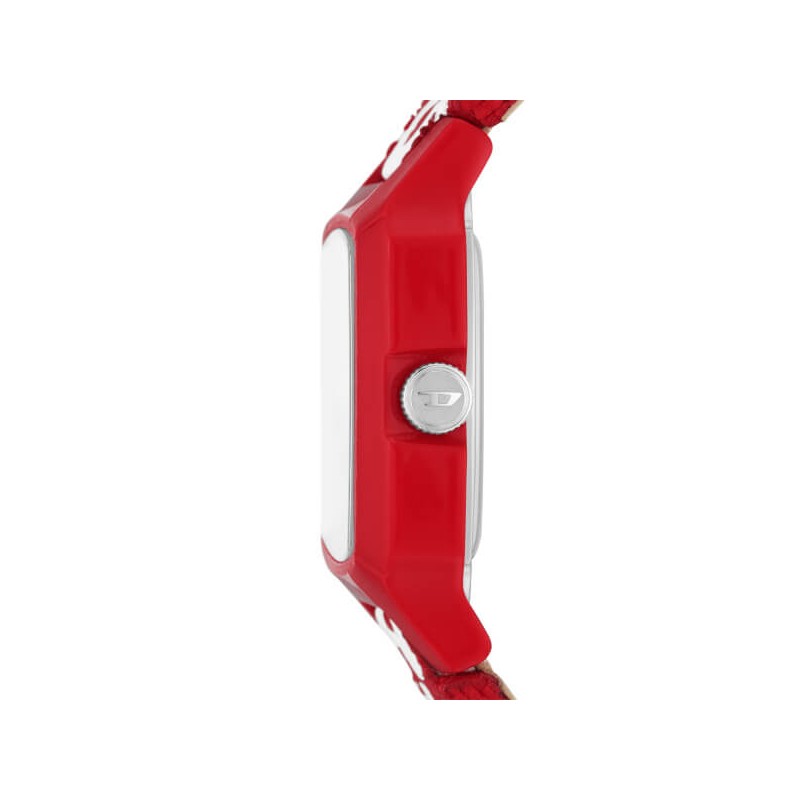 MONTRE HOMME DIESEL EN TISSU ROUGE BOITIER CARRE