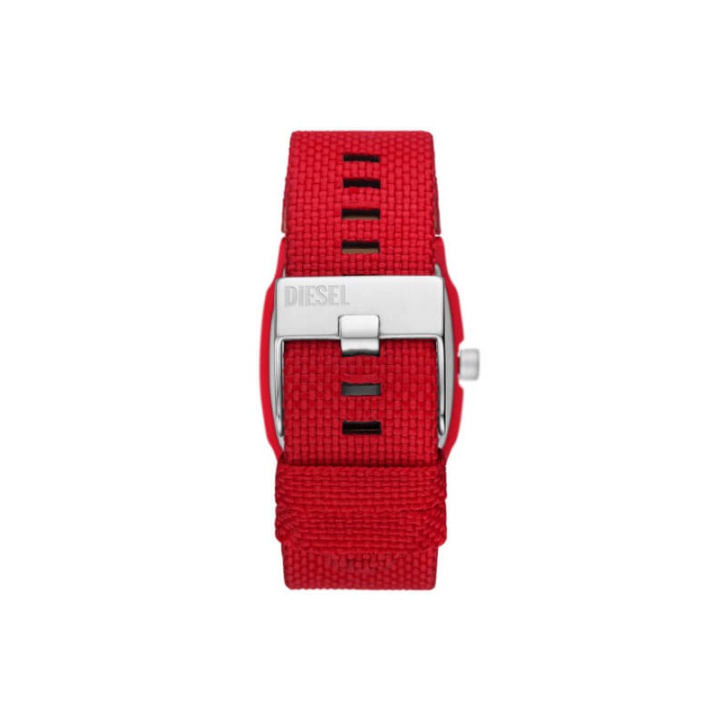 MONTRE HOMME DIESEL EN TISSU ROUGE BOITIER CARRE