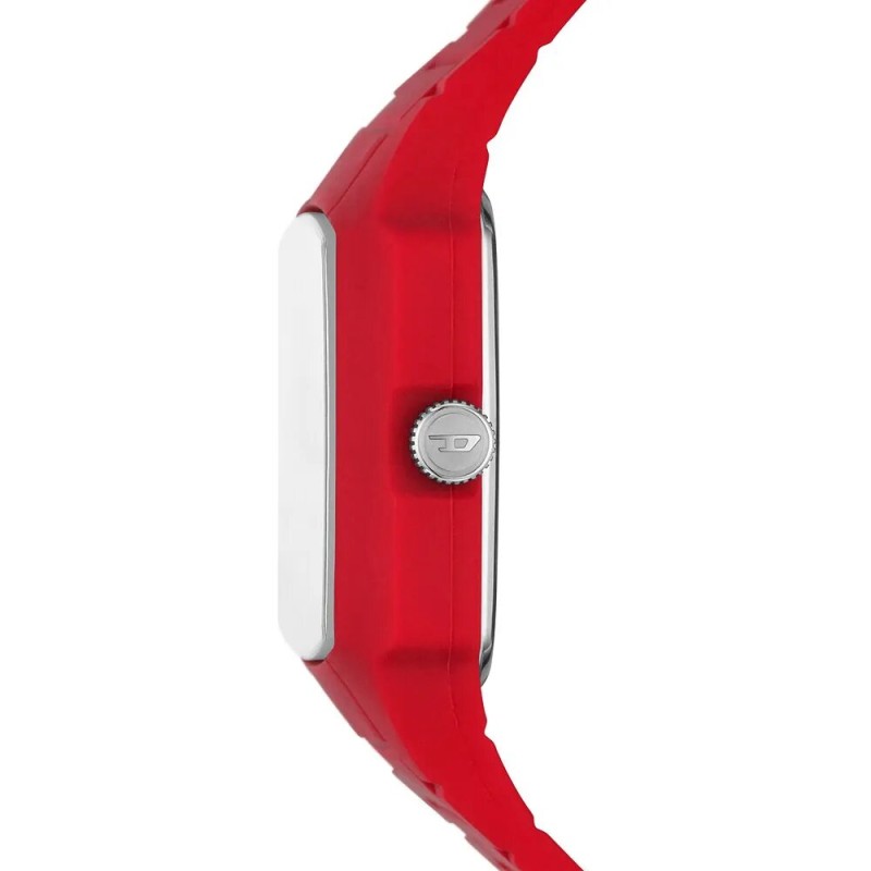 MONTRE HOMME DIESEL EN SILICONE ROUGE BOITIER RECTANGLE