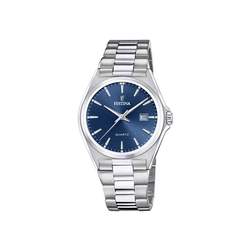 Montre Festina Homme Bracelet en Acier Cadran bleu Dateur