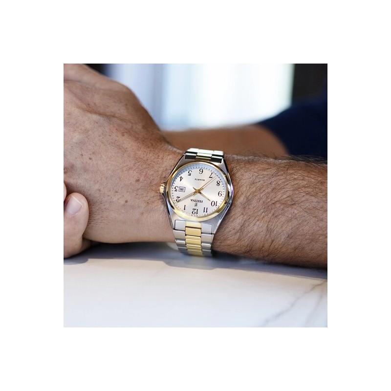 Montre Festina Homme Bracelet en Acier bicolore Cadran blanc Dateur