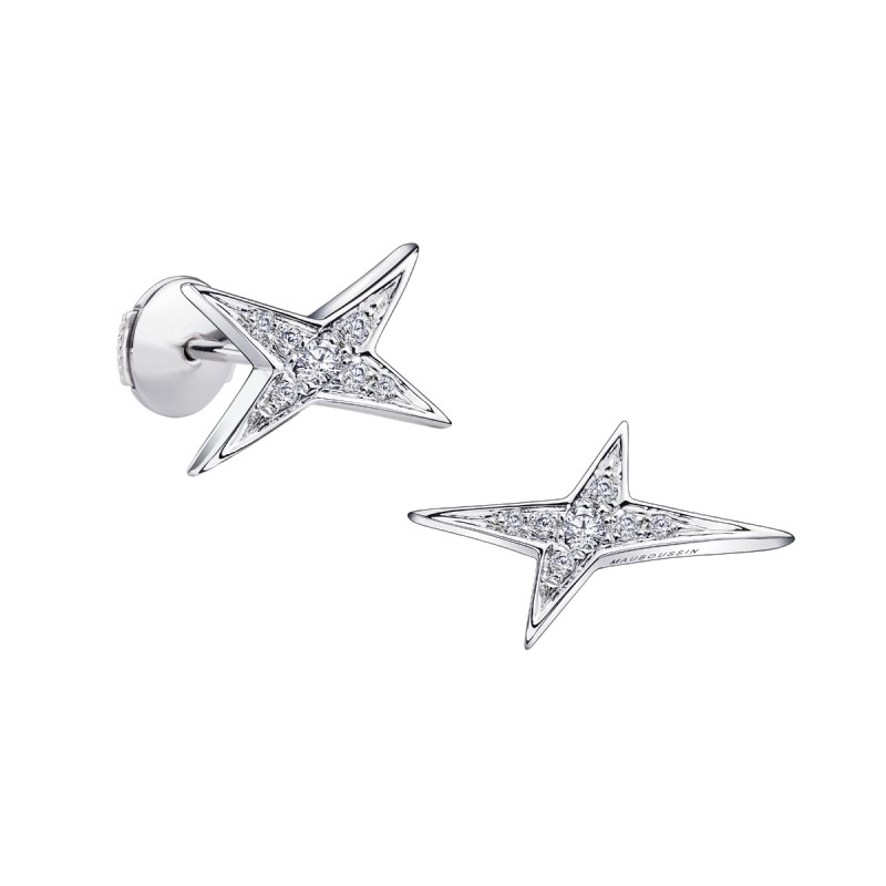 BOUCLES D'OREILLES CLOUS FEMME MAUBOUSSIN FRENCH VALENTINE EN OR 750/000 ET DIAMANTS