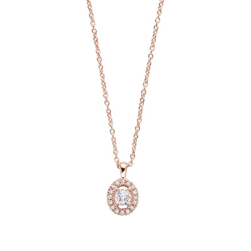 COLLIER FEMME MAUBOUSSIN "VIE, LIBERTE ET AMOUR" EN OR ROSE 750/000 ET DIAMANTS