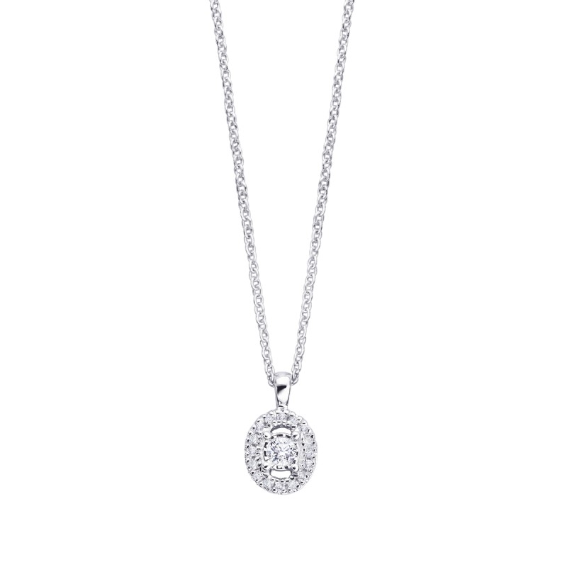 COLLIER FEMME MAUBOUSSIN "VIE, LIBERTE ET AMOUR" EN OR BLANC 750/000 ET DIAMANTS