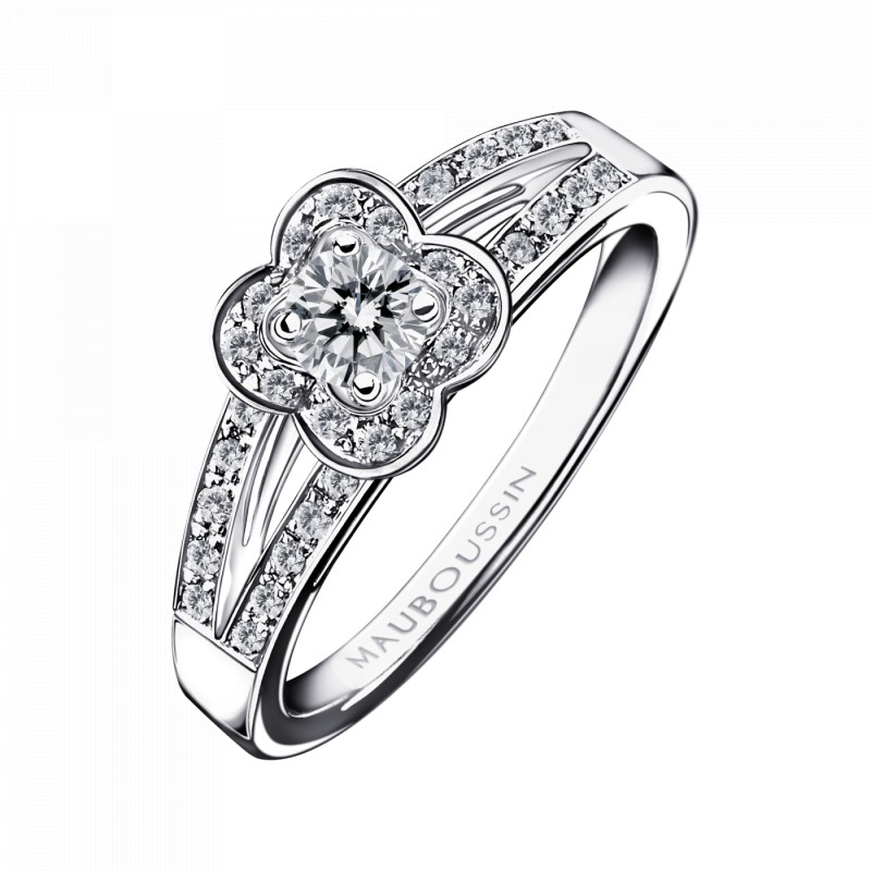 BAGUE FEMME MAUBOUSSIN "CHANCE OF LOVE N 2" EN OR BLANC 750/000 ET DIAMANTS