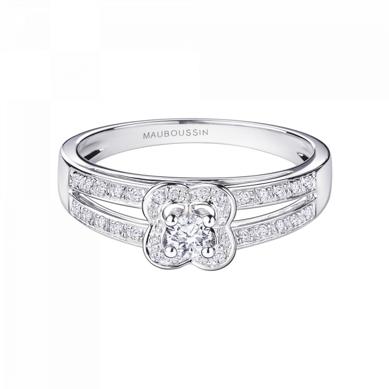 BAGUE FEMME MAUBOUSSIN "CHANCE OF LOVE N 2" EN OR BLANC 750/000 ET DIAMANTS