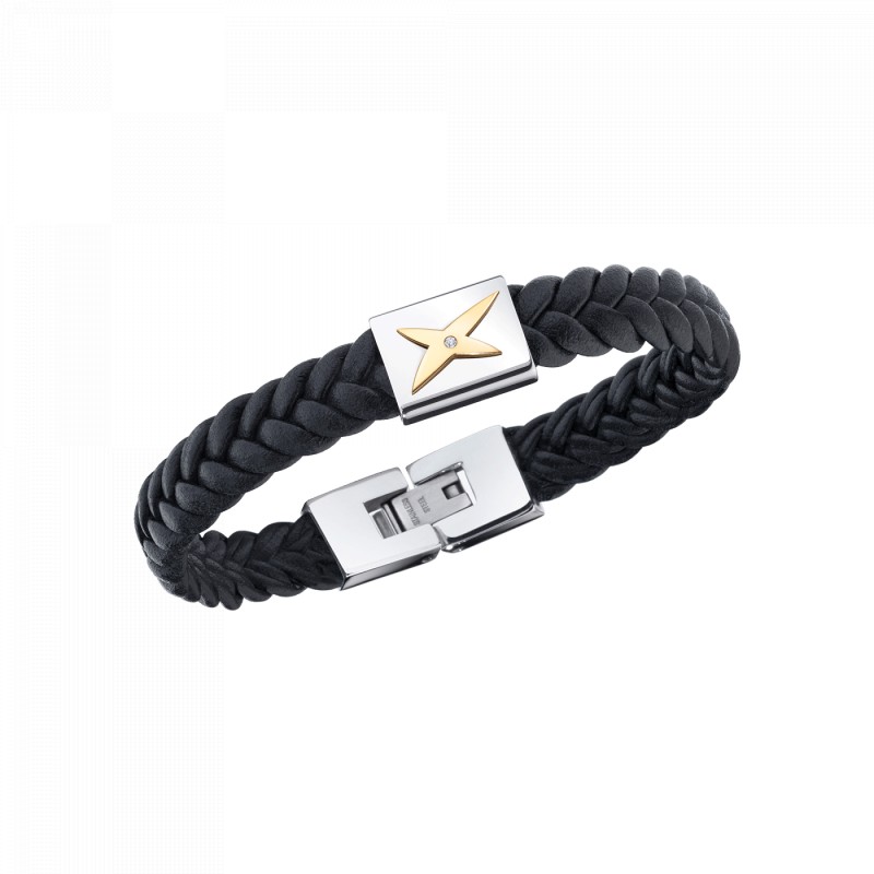 BRACELET HOMME MAUBOUSSSIN "MEC J'TE KIFF" EN CUIR NOIR ET DIAMANT