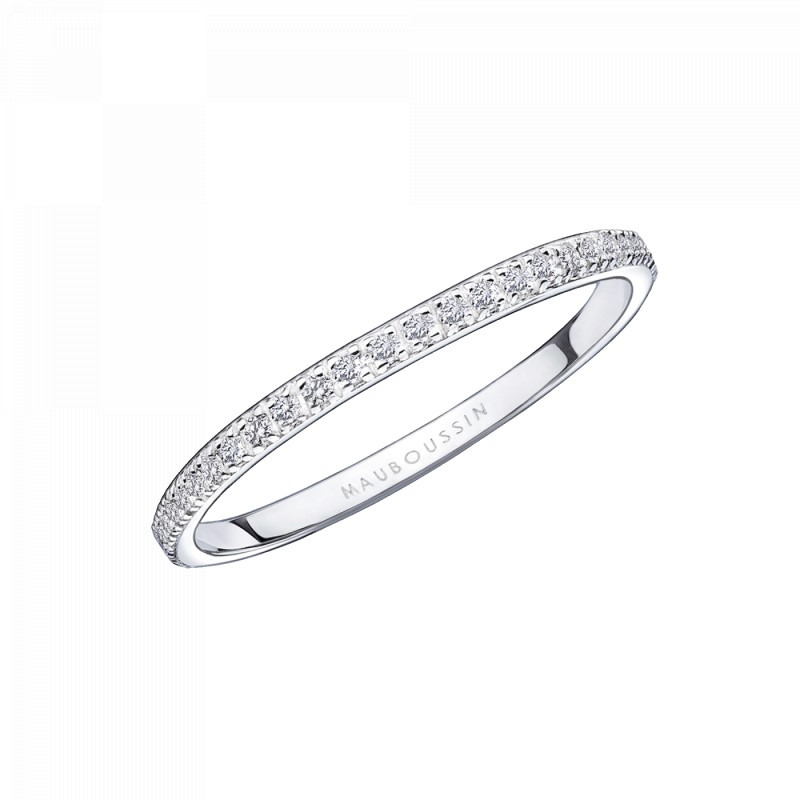 BAGUE FEMME MAUBOUSSIN "PARCE QUE JE L'AIME" EN OR BLANC 750/000 ET DIAMANTS
