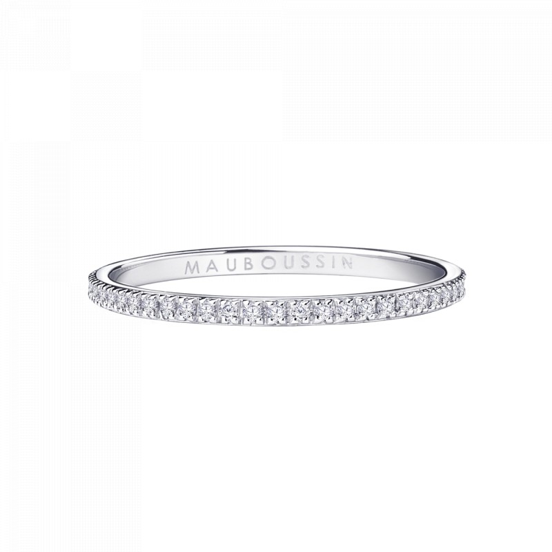 BAGUE FEMME MAUBOUSSIN "PARCE QUE JE L'AIME" EN OR BLANC 750/000 ET DIAMANTS