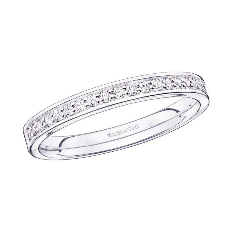 BAGUE FEMME MAUBOUSSIN "PARCE QUE JE L'ADORE" EN OR BLANC 750/000 ET DIAMANTS