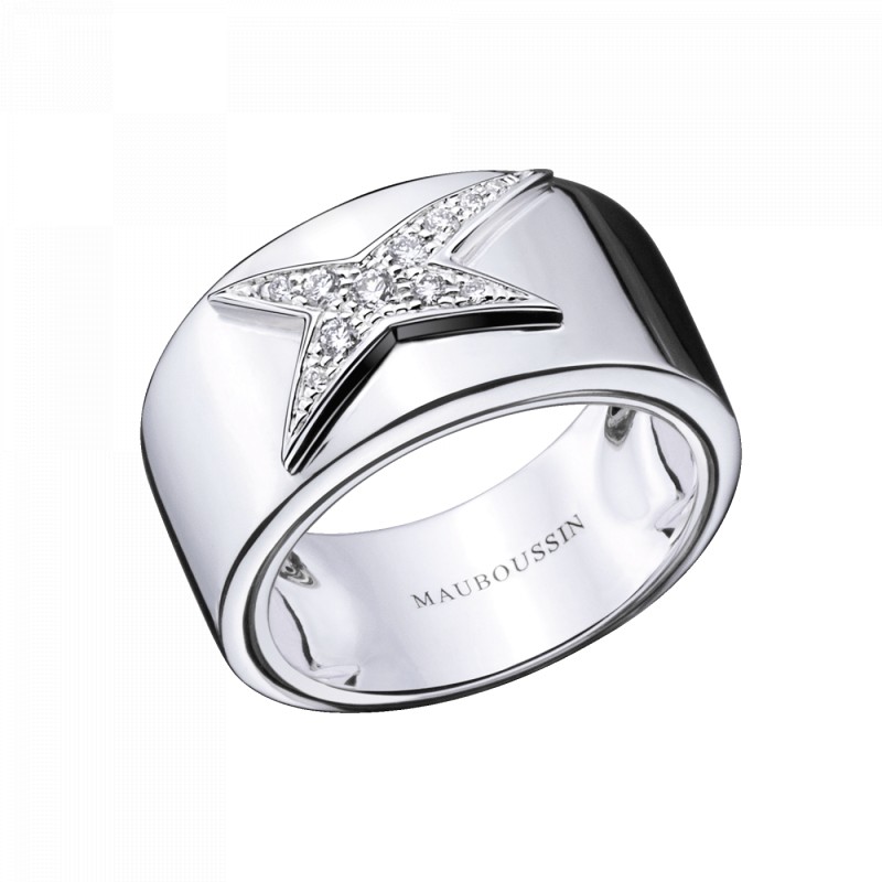 BAGUE FEMME MAUBOUSSIN "ETOILE DIVINE" EN OR BLANC 750/000 ET DIAMANTS