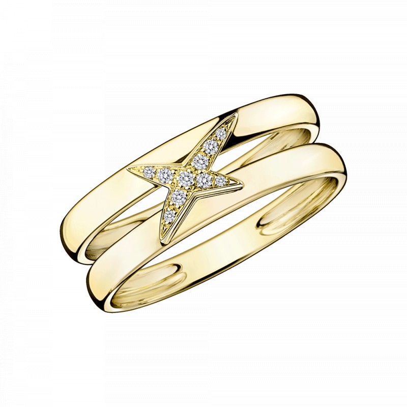 BAGUE FEMME MAUBOUSSIN "ETOILEMENT DIVINE" EN OR JAUNE 750/000 ET DIAMANTS