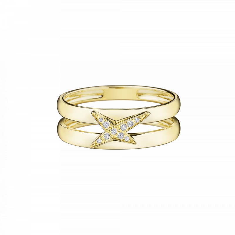 BAGUE FEMME MAUBOUSSIN "ETOILEMENT DIVINE" EN OR JAUNE 750/000 ET DIAMANTS