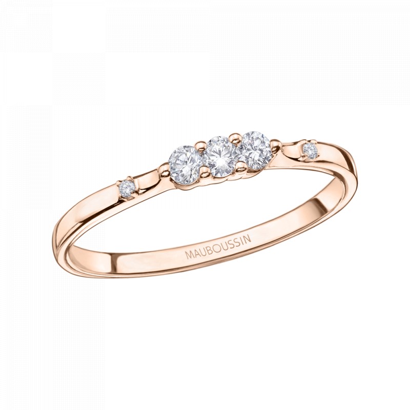 BAGUE FEMME MAUBOUSSIN "TROIS GRAINS D'AMOUR" EN OR ROSE 750/000 ET DIAMANTS