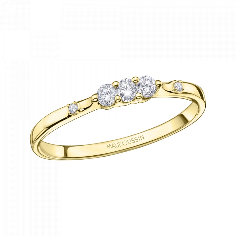 BAGUE FEMME MAUBOUSSIN "TROIS GRAINS D'AMOUR" EN OR JAUNE 750/000 ET DIAMANTS