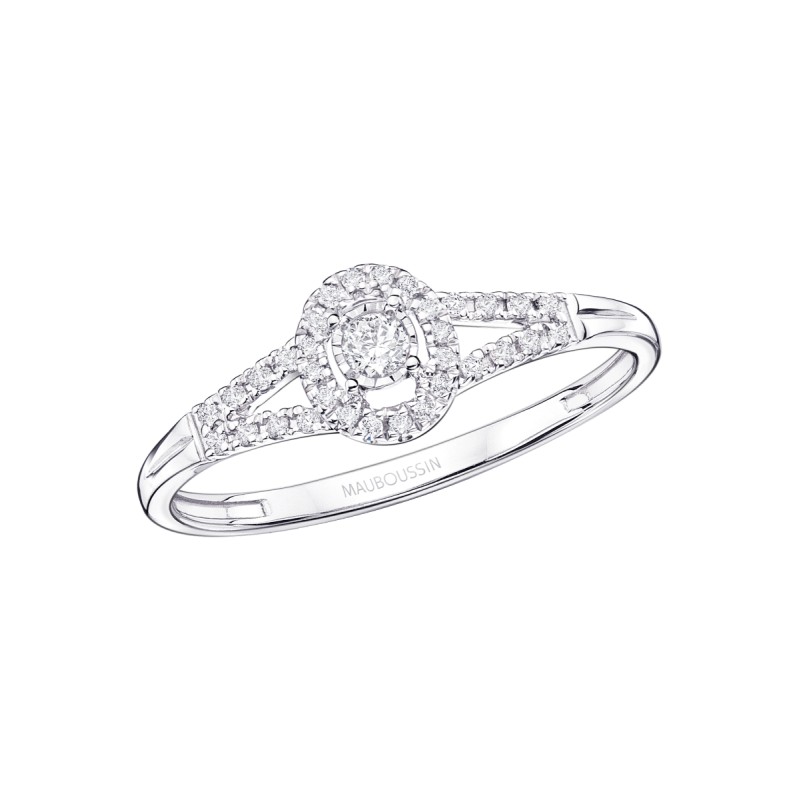 BAGUE FEMME MAUBOUSSIN "VIE LIBERTE ET AMOUR" EN OR BLANC 750/000 ET DIAMANTS
