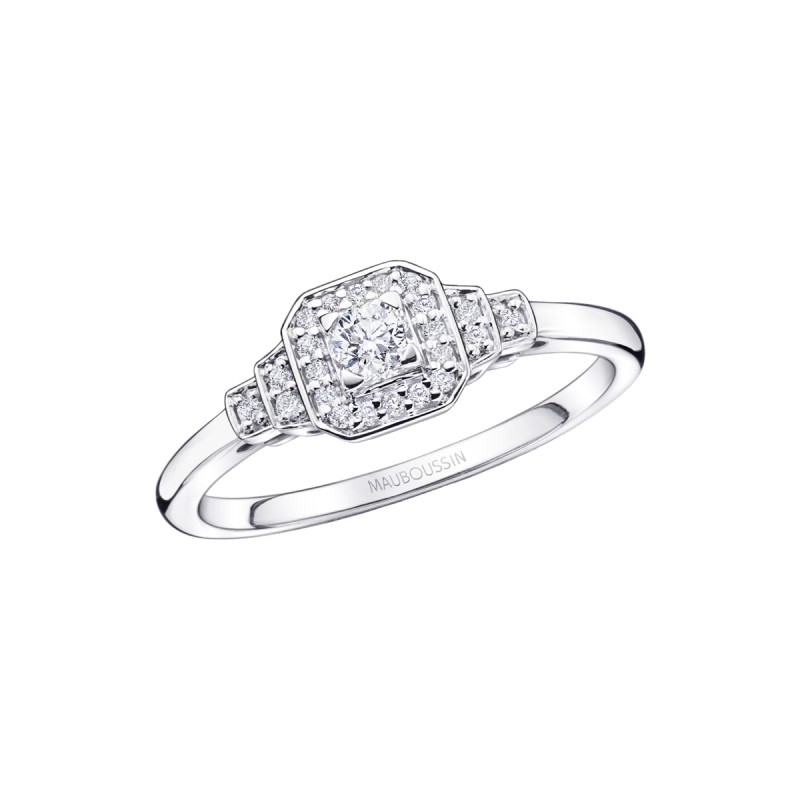 BAGUE FEMME MAUBOUSSIN "UN AUTOMNE 1930 N 2" EN OR BLANC 750/000 ET DIAMANTS