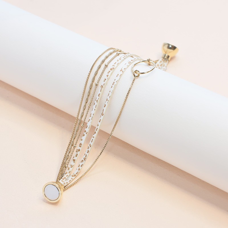 BRACELET FEMME FLOWERS FOR ZOE CLOVER SABLE LEO EN ARGENT DORE ET CUIR 18 CMN