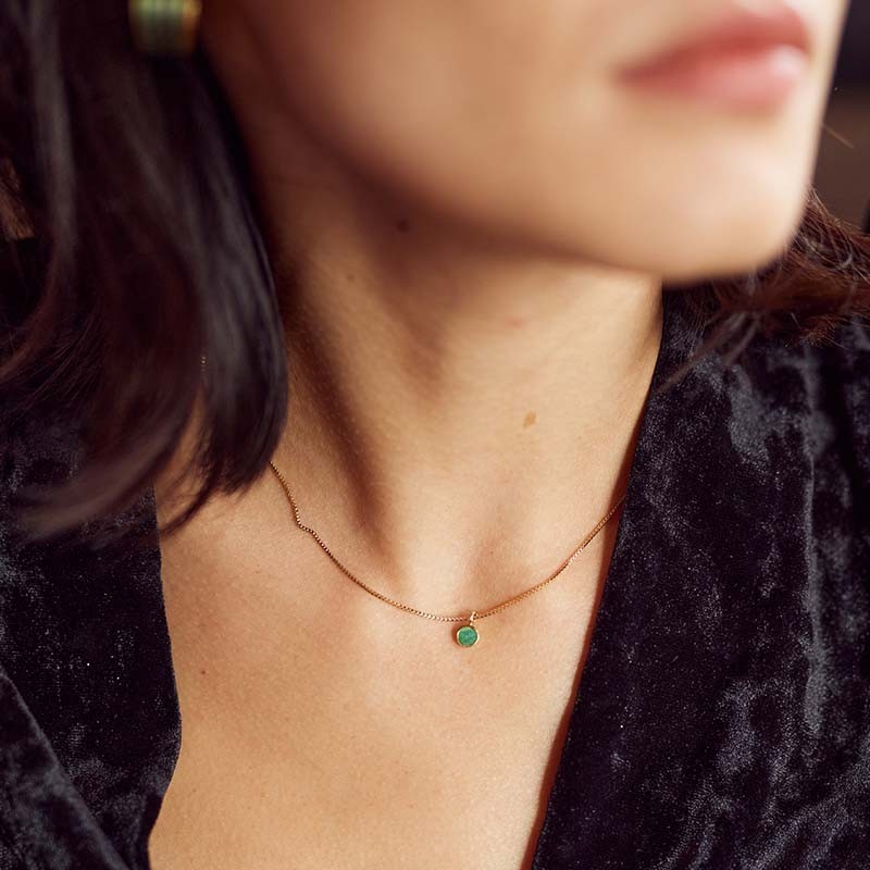 COLLIER FLOWERS FOR ZOE COURMAYEUR VERT EN ARGENT DORE