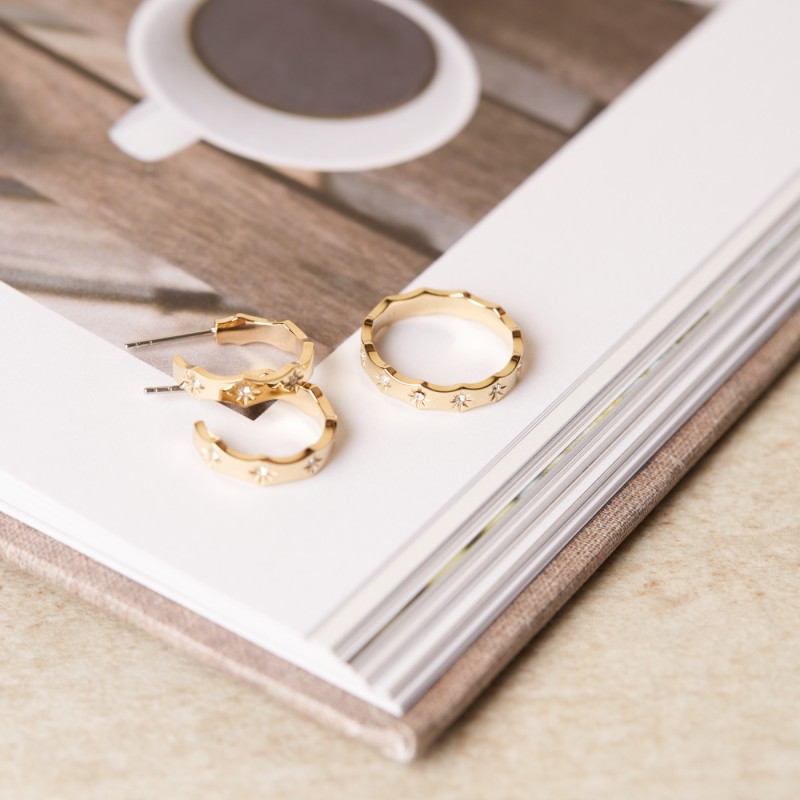 Demi créoles femme Fossil Sadies en acier doré