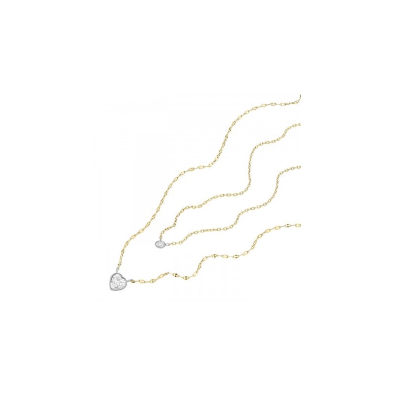 Collier femme double chaîne Fossil Sadie acier doré