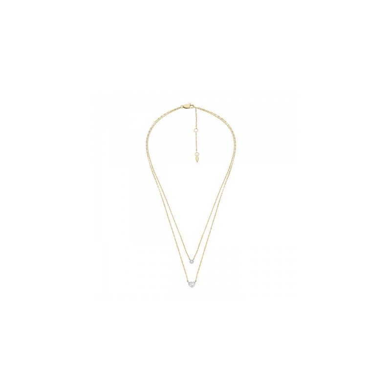 Collier femme double chaîne Fossil Sadie acier doré