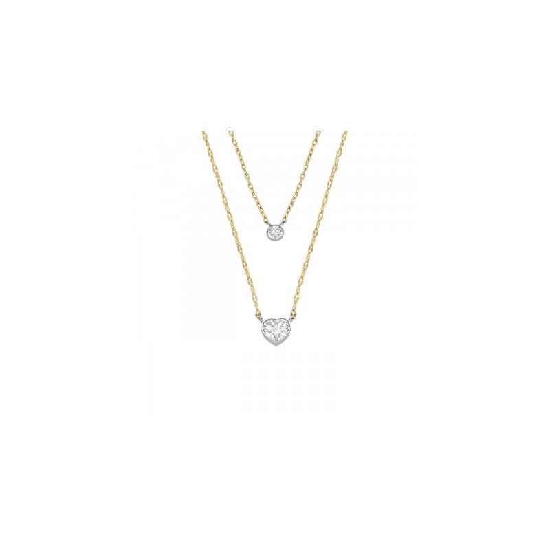 Collier femme double chaîne Fossil Sadie acier doré