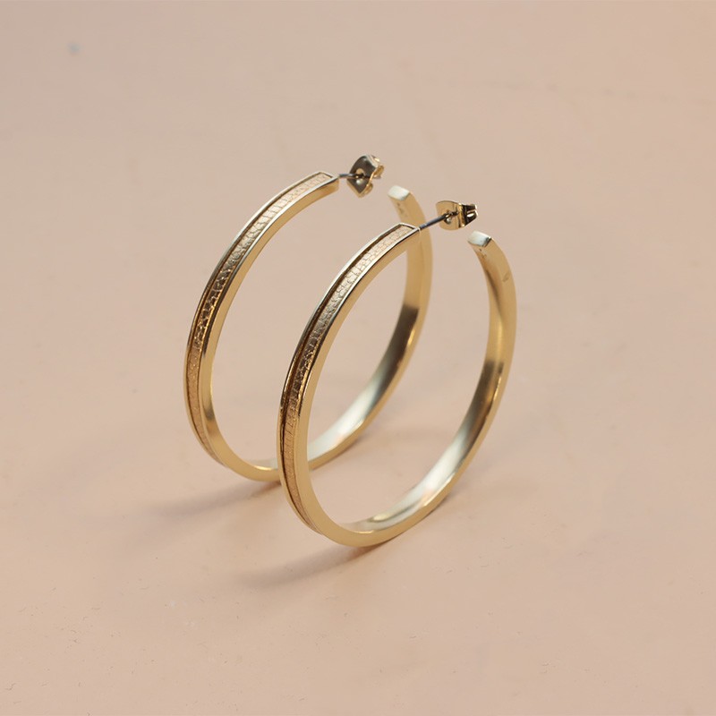 BOUCLES D'OREILLES DEMI CREOLES FLOWERS FOR ZOE MAGIE METALLIC GOLD EN ARGENT DORE