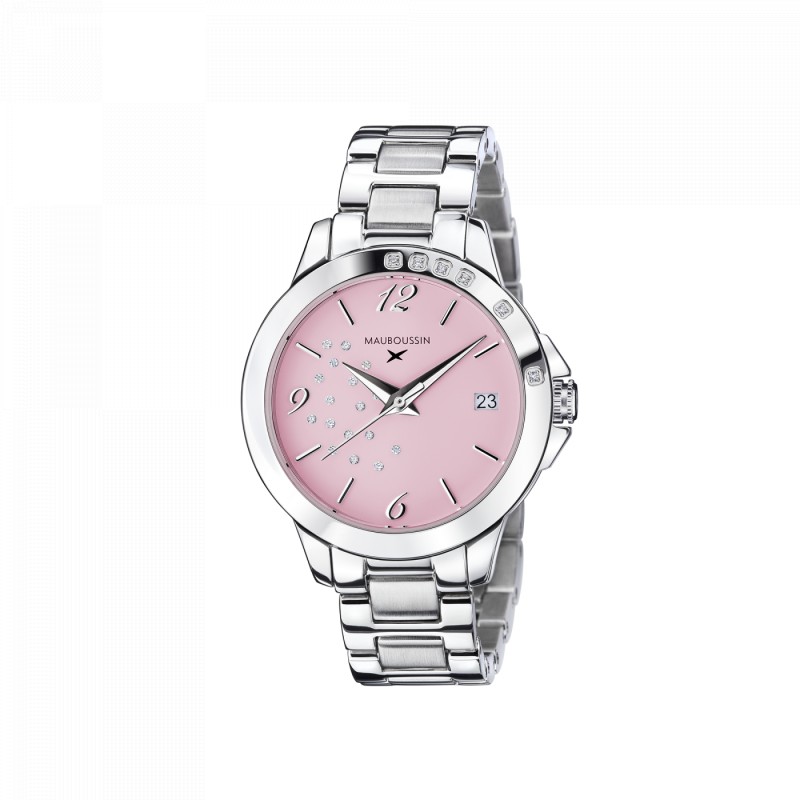 MONTRE FEMME MAUBOUSSIN SO URGENT ROSE EN ACIER ARGENTE
