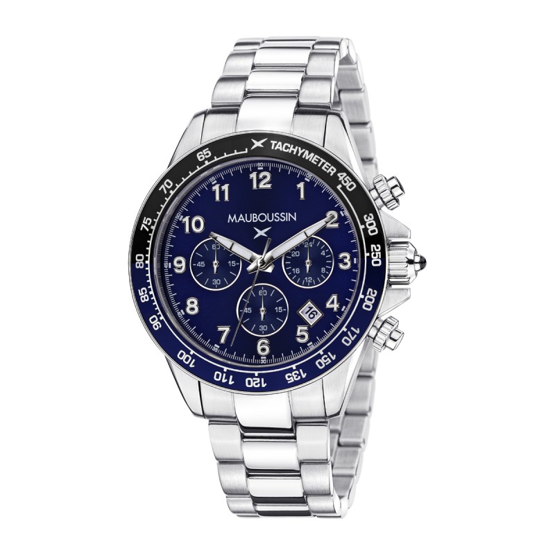 MONTRE HOMME MAUBOUSSIN RAGE DE VIVRE  CADRAN BLEU BRACELET ACIER
