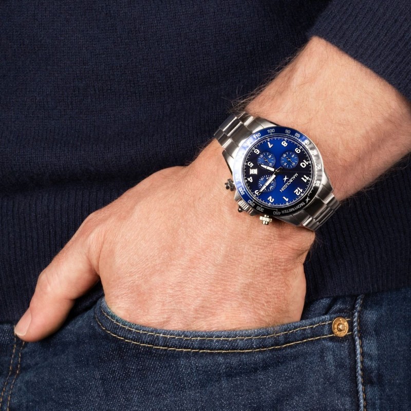 MONTRE HOMME MAUBOUSSIN RAGE DE VIVRE  CADRAN BLEU BRACELET ACIER