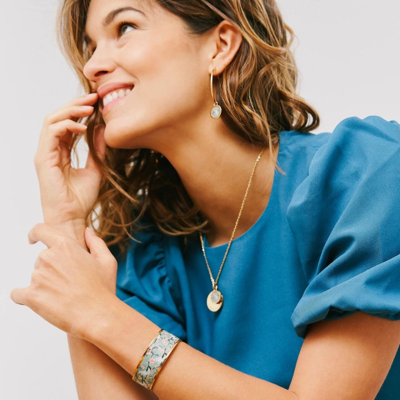 MANCHETTE  LOUISE'S GARDEN DEMOISELLE DU JAPON EN ACIER DORE 2.2CM