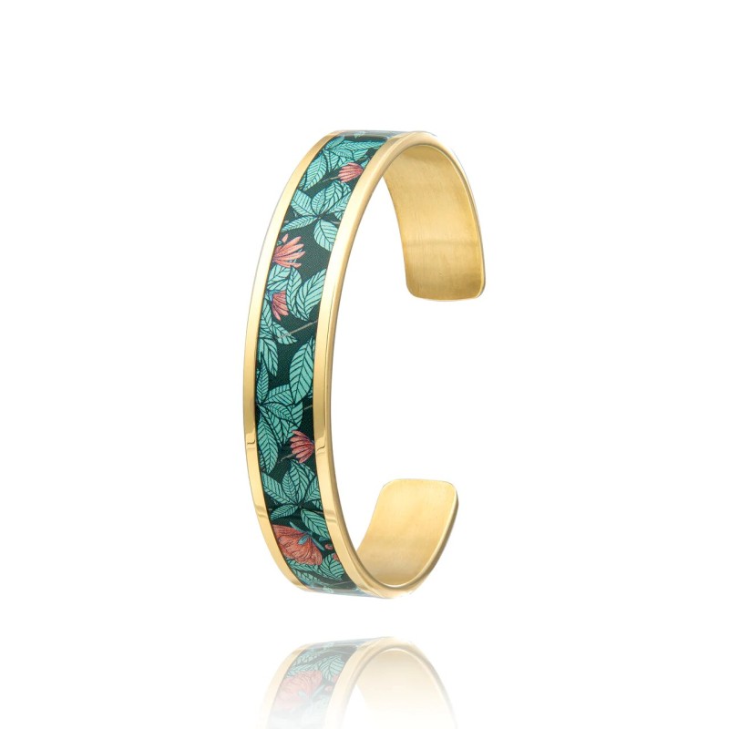 MANCHETTE FINE LOUISE'S GARDEN COQUELICOT EN ACIER DORE 1.2CM