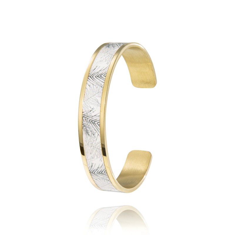 MANCHETTE FINE LOUISE'S GARDEN FOUGERE NOIRE EN ACIER DORE 1.2CM