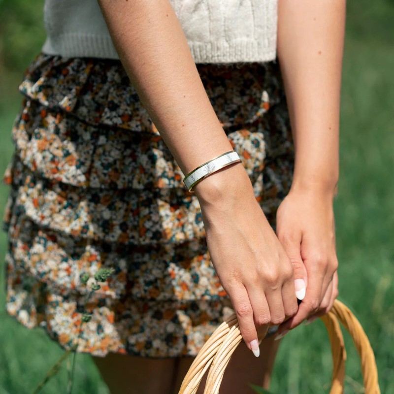 MANCHETTE FINE LOUISE'S GARDEN FOUGERE NOIRE EN ACIER DORE 1.2CM