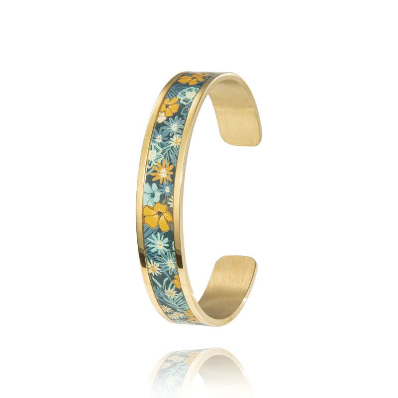 MANCHETTE FINE LOUISE'S GARDEN BOUQUET BOHEME EN ACIER DORE 1.2CM