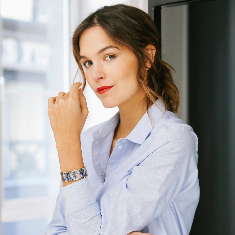 MANCHETTE  LOUISE'S GARDEN COLIN DE VIRGINIE EN ACIER DORE 2.2CM