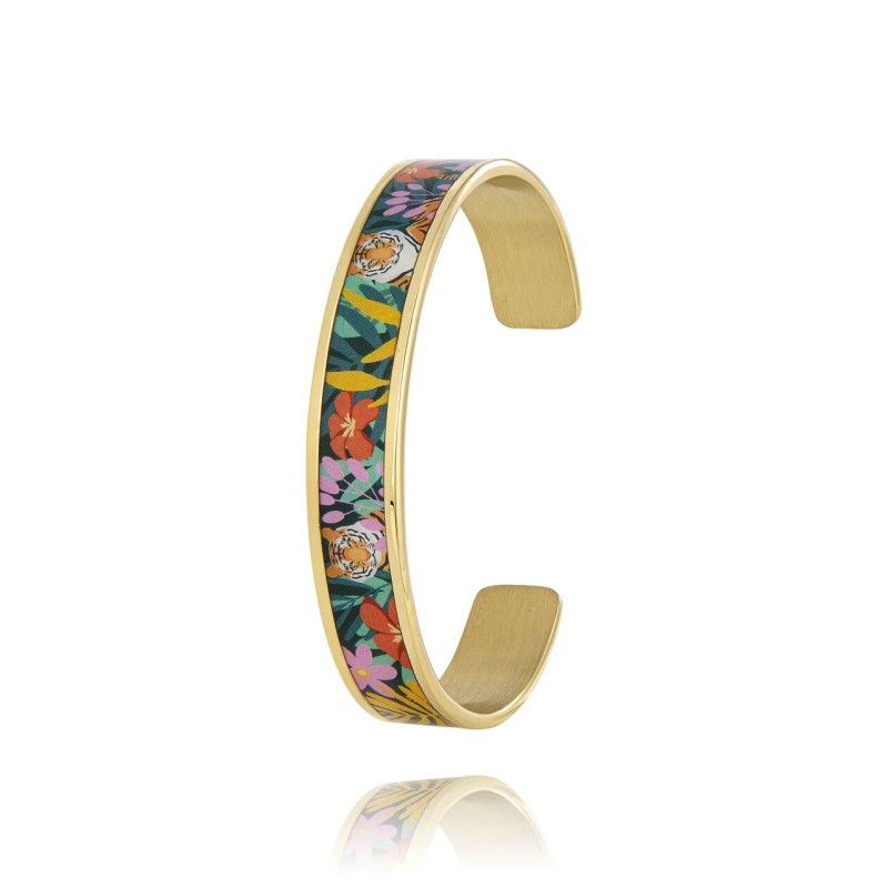 MANCHETTE FINE LOUISE'S GARDEN AMAZON JUNGLE EN ACIER DORE 1.2CM